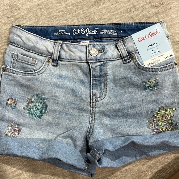 NWT Super stretch pastel embroidered jean shorts - Picture 6 of 7